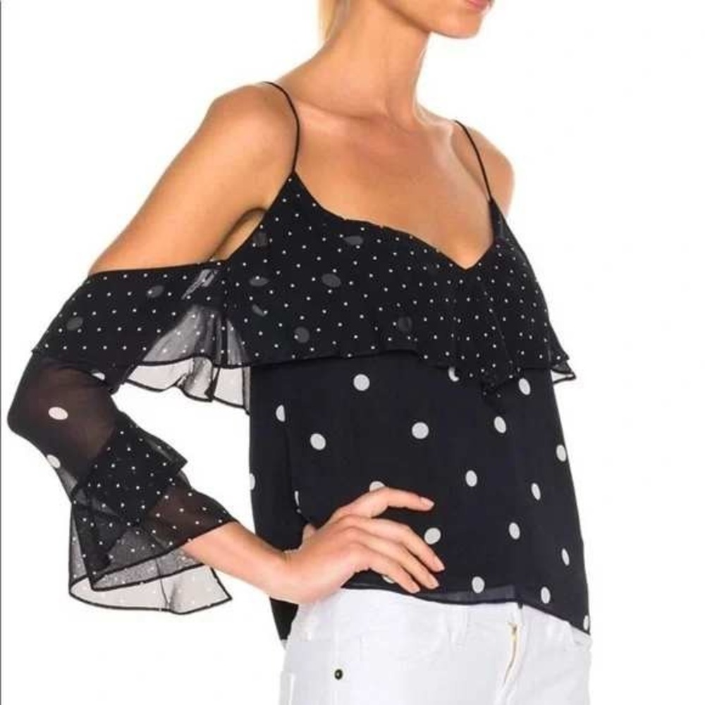 Nicholas Australian Designer 100% Silk‎ Polka Dot Ruffle Cami Top - Size 2